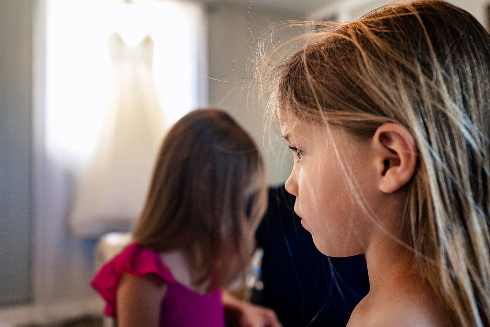 Have your flower girls and ring bearers get ready with the rest of the wedding party!