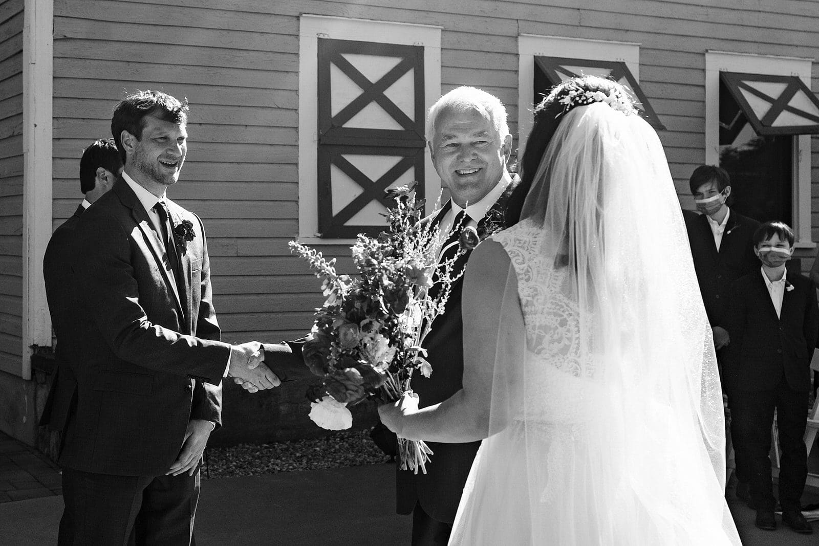Outdoor wedding ceremony at Wakefield Barn