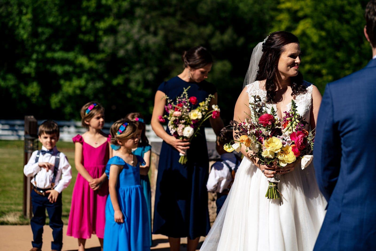 Outdoor wedding ceremony at Wakefield Barn