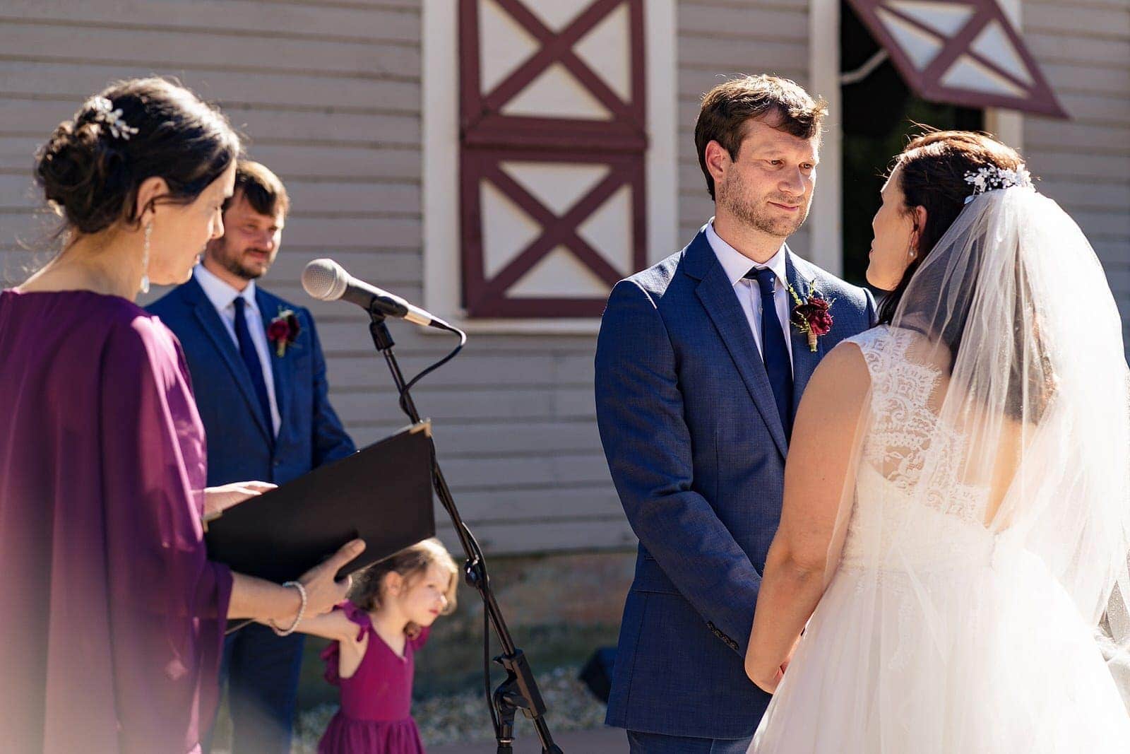 Outdoor wedding ceremony at Wakefield Barn