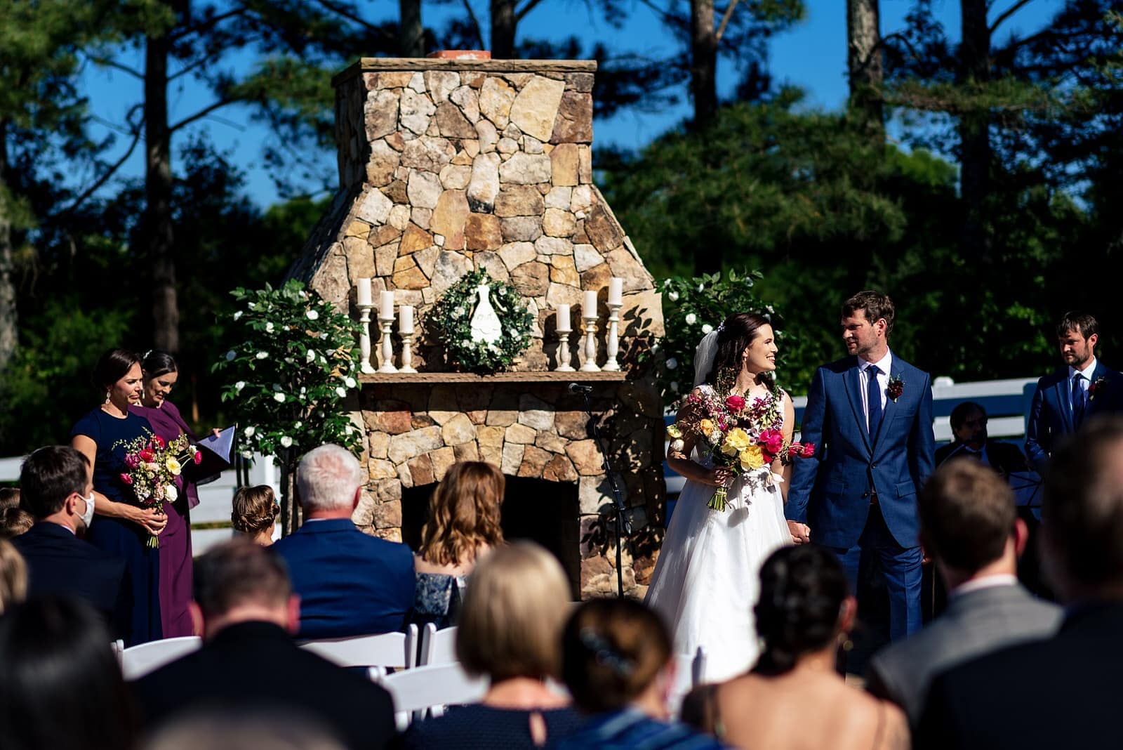 Outdoor wedding ceremony at Wakefield Barn