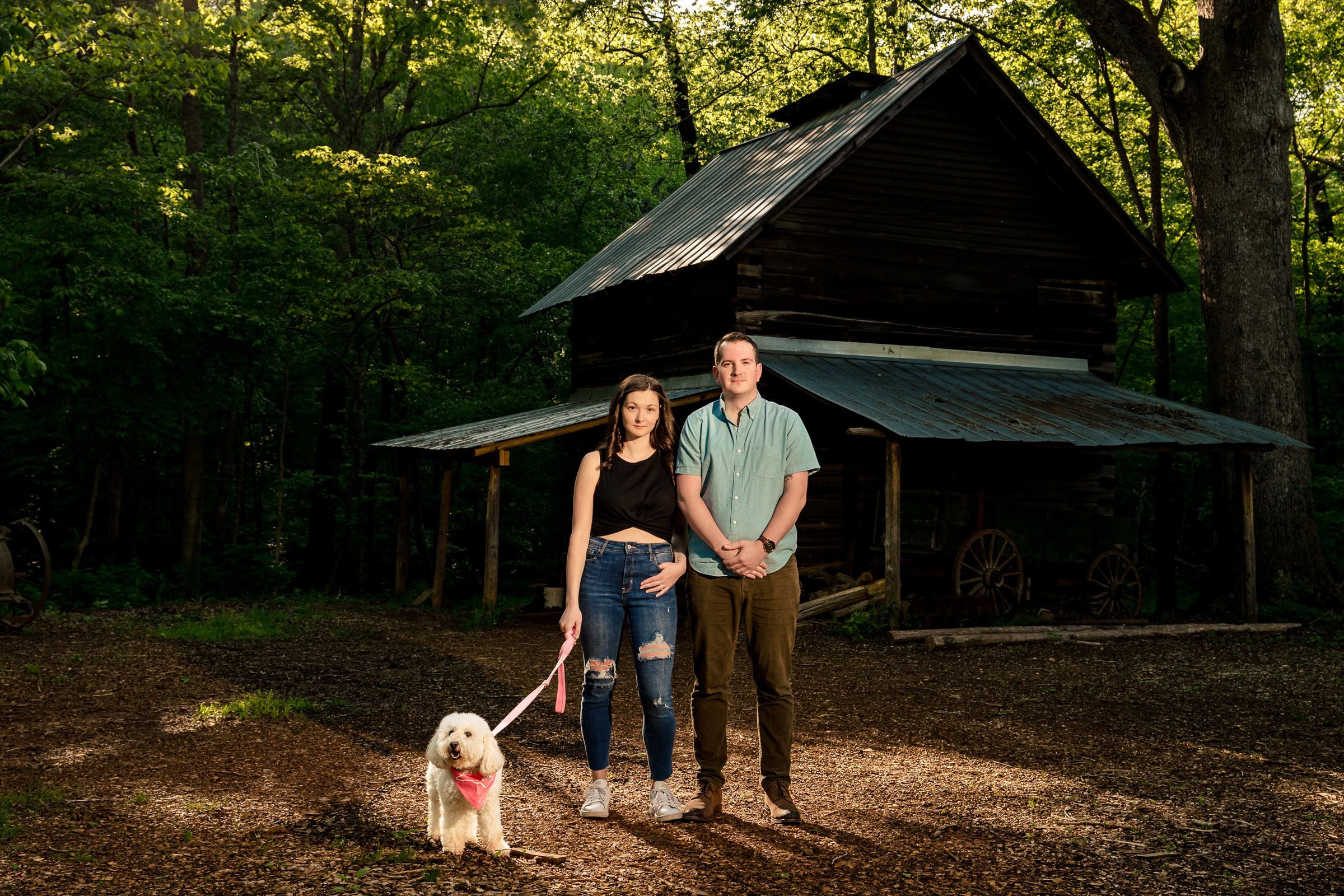 Portrait during an engagement session at West Point on the Eno in Durham, NC