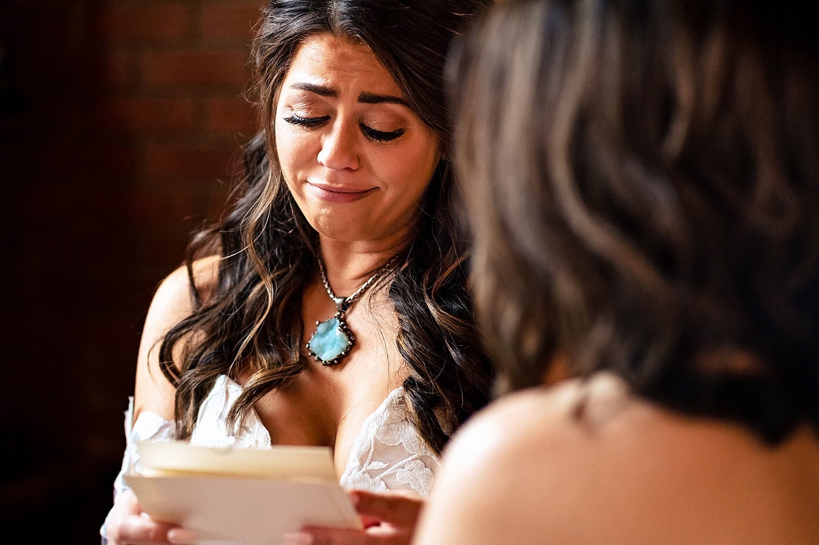 Bride and her mother exchange gifts at a wedding in Clayton, NC