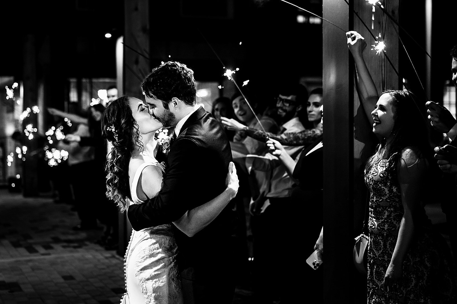 Sparkler Exit at The Cotton Room | images by Kivus & Camera, Durham Wedding Photographers