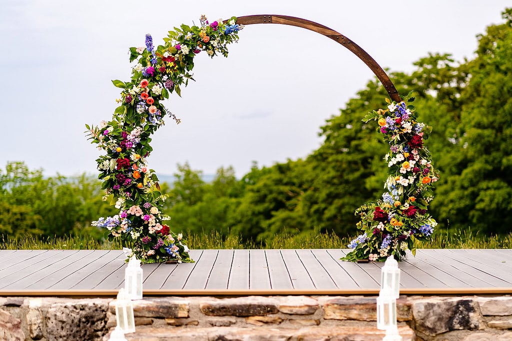 Ceremony setup at a mountain lodge wedding