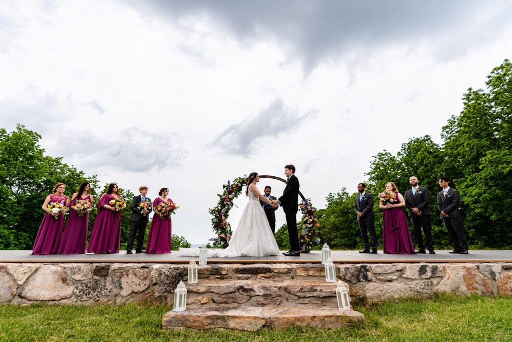 Ceremony at a mountain lodge wedding
