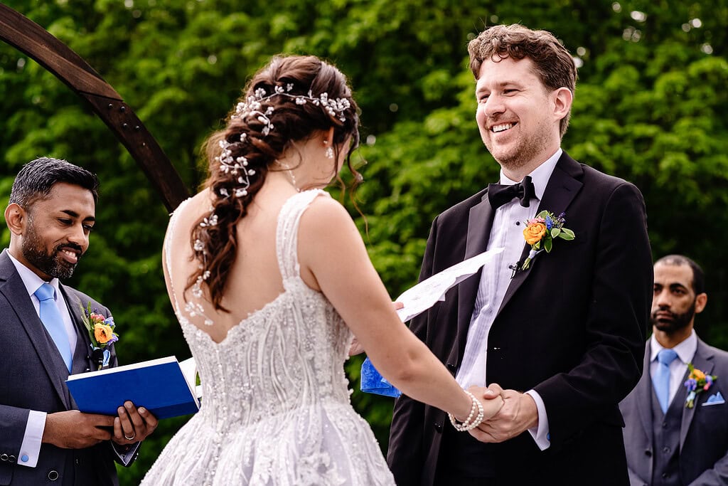Ceremony at a mountain lodge wedding