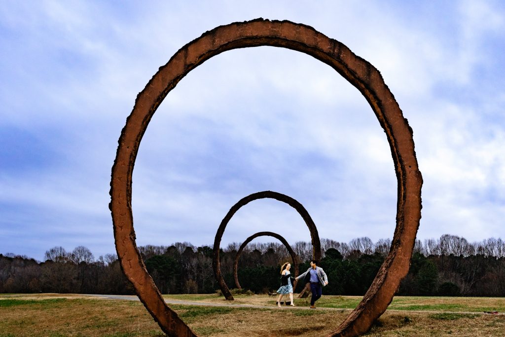 engagement photos at the NC Museum of Art Park | photo by Kivus & Camera